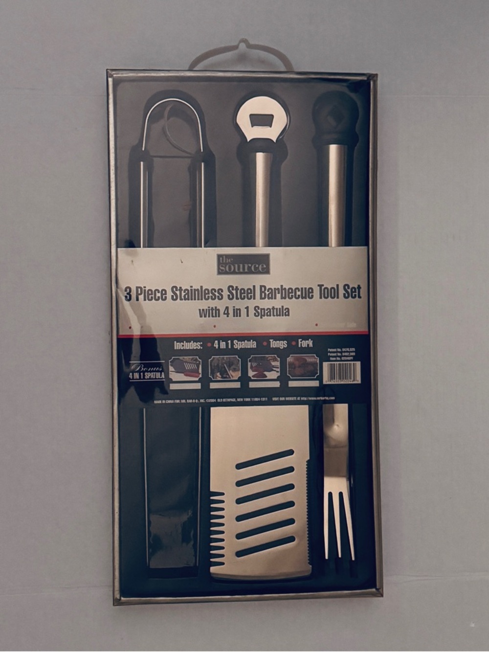 NEW Stainless Steel BBQ Tool Set (3-Piece) in Gift-Ready Wrapped Box